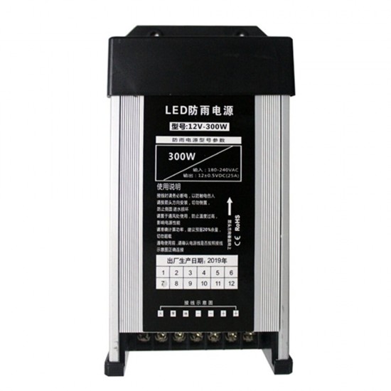 AC180-240V To DC12V 200W 300W 400W LED Driver Waterproof Lighting Transformer Outdoor Rainproof Power Supply