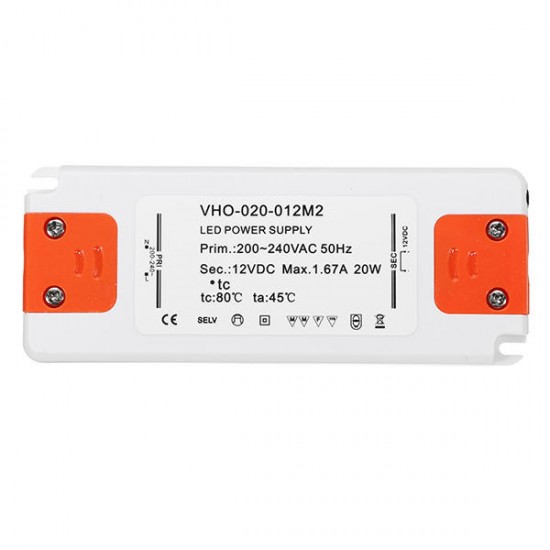 AC220-240C to DC12V/DC24V 20W Power Supply Lighting Transformer LED Driver for Strip Light