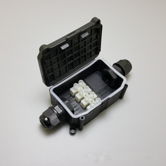 Black Plastic IP66 Waterproof 2Way Electrical Junction Box