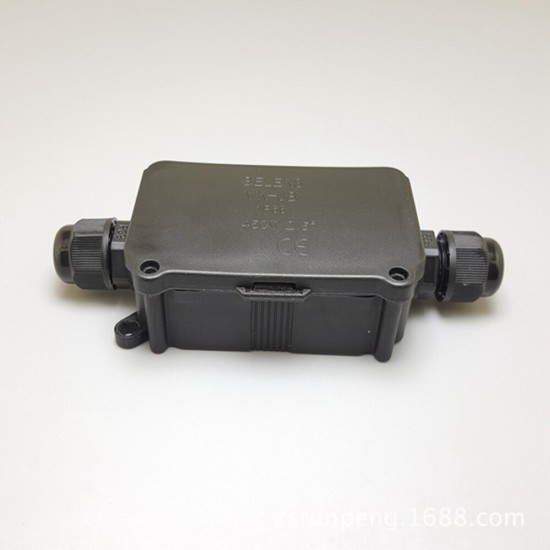 Black Plastic IP66 Waterproof 2Way Electrical Junction Box