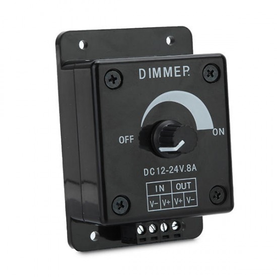 DC 12-24V 8A Manual Adjustable LED Dimmer Switch Control For Single Color LED Strip DC 12-24V 8A Manual Adjustable LED Dimmer Switch Control For Single Color LED Strip