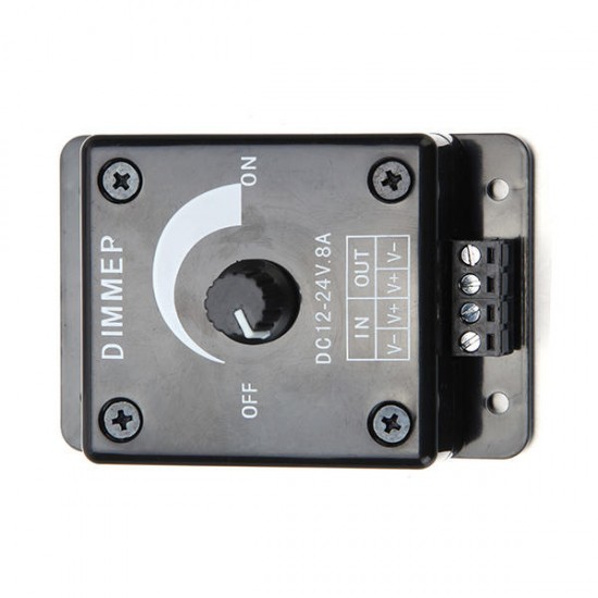 DC 12-24V 8A Manual Adjustable LED Dimmer Switch Control For Single Color LED Strip DC 12-24V 8A Manual Adjustable LED Dimmer Switch Control For Single Color LED Strip