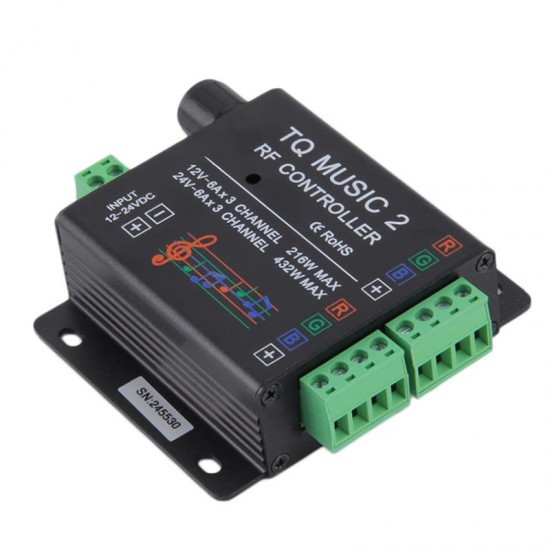 DC12-24V 18A RGB Music Sound Controller with RF Wireless Remote for RGB LED Strip Light DC12-24V 18A RGB Music Sound Controller with RF Wireless Remote for RGB LED Strip Light