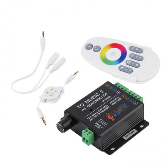 DC12-24V 18A RGB Music Sound Controller with RF Wireless Remote for RGB LED Strip Light DC12-24V 18A RGB Music Sound Controller with RF Wireless Remote for RGB LED Strip Light