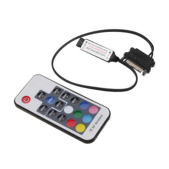 DC12V 6A 72W RGB LED Strip Light Controller RF Remote Control with SATA Power Supply Interface
