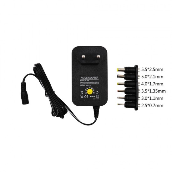 DC3/4.5/5/6/7.5/9/12V 30W Adjustable Power Adapter Universal Charger EU Plug for LED Strip Light DC3/4.5/5/6/7.5/9/12V 30W Adjustable Power Adapter Universal Charger EU Plug for LED Strip Light