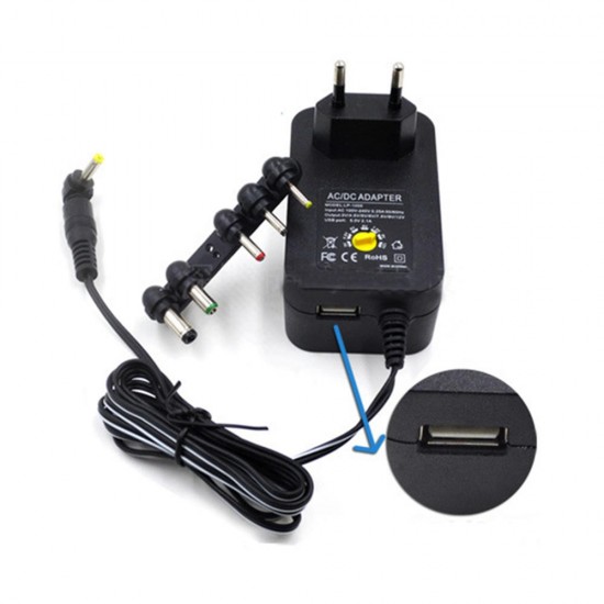 DC3/4.5/5/6/7.5/9/12V 30W Adjustable Power Adapter Universal Charger EU Plug for LED Strip Light DC3/4.5/5/6/7.5/9/12V 30W Adjustable Power Adapter Universal Charger EU Plug for LED Strip Light