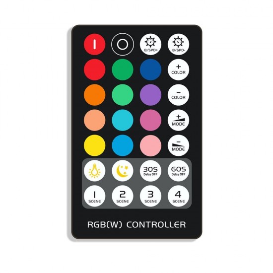 DC5-24V 6A 3Keys IR LED Dimmer Controller + 28Keys Remote Control for RGBW Strip Lights DC5-24V 6A 3Keys IR LED Dimmer Controller + 28Keys Remote Control for RGBW Strip Lights