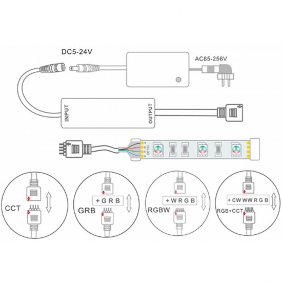 DC5-24V 6A 3Keys IR LED Dimmer Controller + 28Keys Remote Control for RGBW Strip Lights