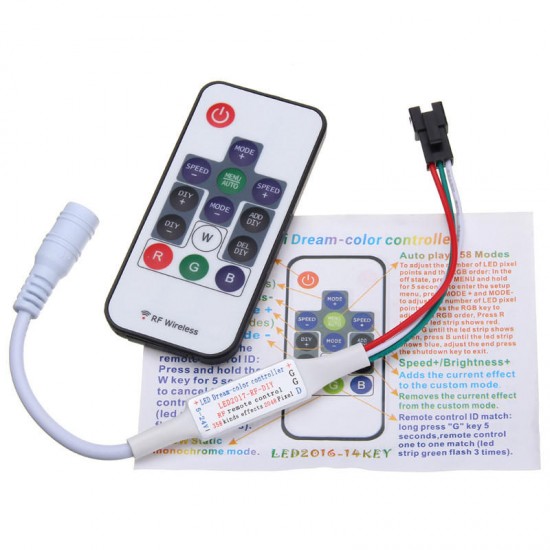 DC5-24V Mini 14 Keys RF Wireless Remote Controller For WS2811 WS2812B 5050 RGB LED Strip Light DC5-24V Mini 14 Keys RF Wireless Remote Controller For WS2811 WS2812B 5050 RGB LED Strip Light