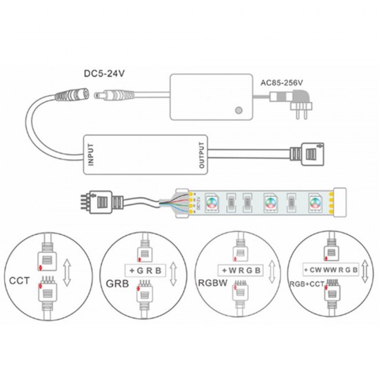 DC5-24V Mini Wireless RF RGB+CCT LED Dimmer Controller Touch Remote Control for Strip Light DC5-24V Mini Wireless RF RGB+CCT LED Dimmer Controller Touch Remote Control for Strip Light