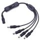DC5.5*2.1mm One Female to Four Male Way Splitter with Switch for CCTV LED Strip Light DC12V