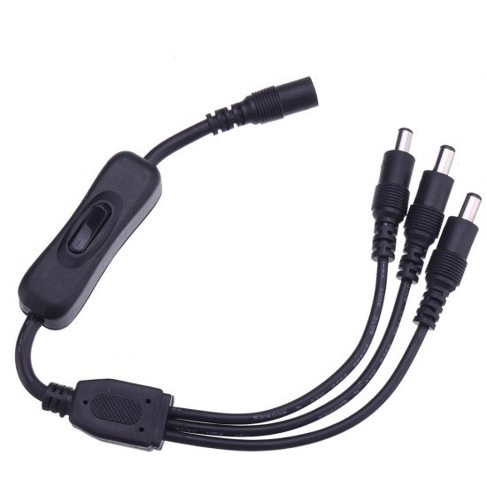 DC5.5*2.1mm One Female to Three Male Way Splitter Connector with Switch for CCTV LED Strip Light DC5.5*2.1mm One Female to Three Male Way Splitter Connector with Switch for CCTV LED Strip Light