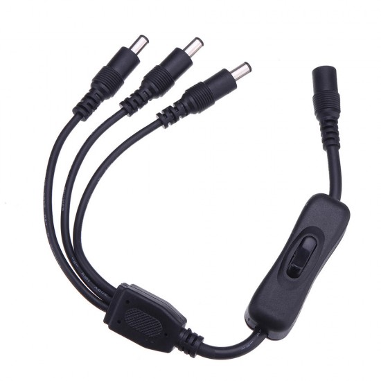 DC5.5*2.1mm One Female to Three Male Way Splitter Connector with Switch for CCTV LED Strip Light DC5.5*2.1mm One Female to Three Male Way Splitter Connector with Switch for CCTV LED Strip Light