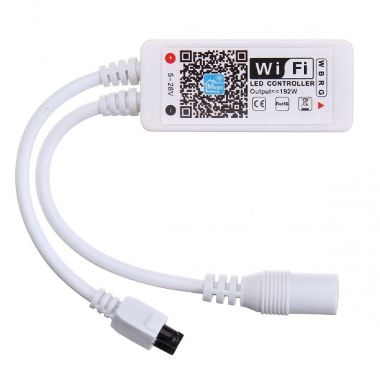 DC9-12V Mini WiFi RGBW LED Strip Controller + 24 Keys IR Remote Control Work With Alexa Google Home DC9-12V Mini WiFi RGBW LED Strip Controller + 24 Keys IR Remote Control Work With Alexa Google Home