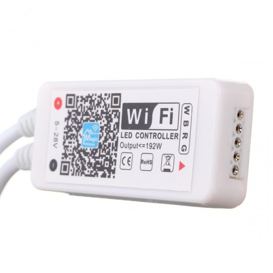 DC9-12V Mini WiFi RGBW LED Strip Controller + 24 Keys IR Remote Control Work With Alexa Google Home DC9-12V Mini WiFi RGBW LED Strip Controller + 24 Keys IR Remote Control Work With Alexa Google Home
