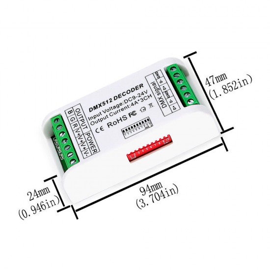 DMX 512 Decoder LED Strip Controller RGB 3CH RGBW 4CH Dimmer Console for Decorated Lighting Home Light DC9V-24V