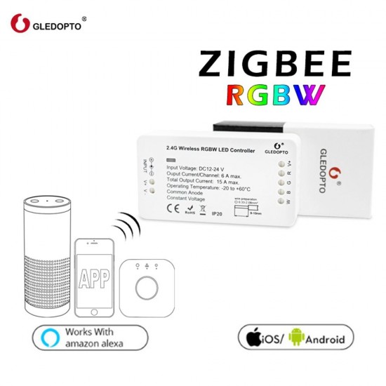 GL-C-007 3.0 DC12-24V RGBW LED Strip Dimmer Controller Work with Philip Hue