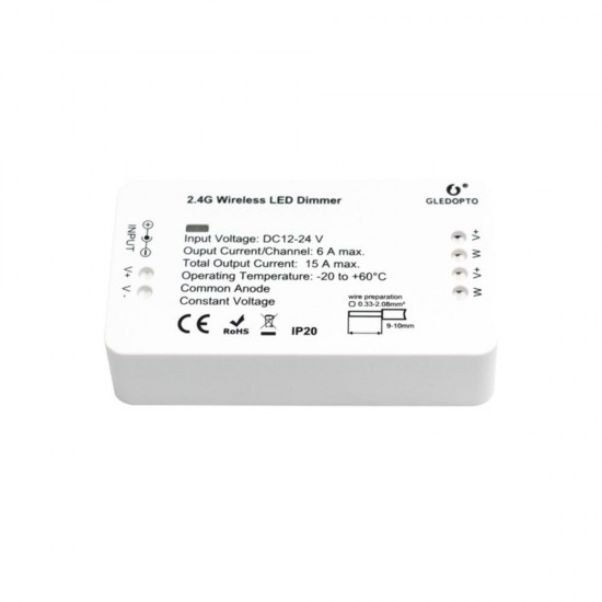 GL-C-0009 WW/CW 15A LED Dimmer Strip Light Controller Work With Alexa DC12-24V GL-C-0009 WW/CW 15A LED Dimmer Strip Light Controller Work With Alexa DC12-24V