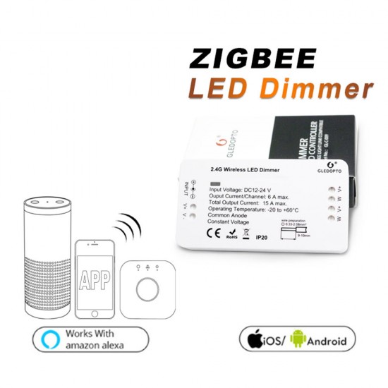 GL-C-0009 WW/CW 15A LED Dimmer Strip Light Controller Work With Alexa DC12-24V GL-C-0009 WW/CW 15A LED Dimmer Strip Light Controller Work With Alexa DC12-24V