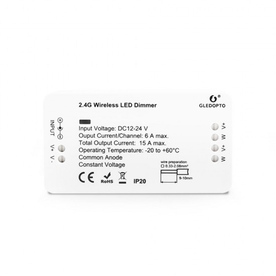GL-C-0009 WW/CW 15A LED Dimmer Strip Light Controller Work With Alexa DC12-24V GL-C-0009 WW/CW 15A LED Dimmer Strip Light Controller Work With Alexa DC12-24V