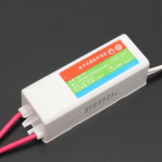 HB-C02 Plastic Neon Electronic Transformer 5-25W 3KV 30mA Load Neon Sign Power Supply