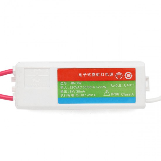 HB-C02 Plastic Neon Electronic Transformer 5-25W 3KV 30mA Load Neon Sign Power Supply