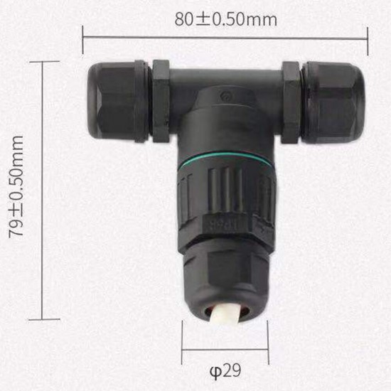 IP68 Waterproof T Shape 3 Pin Cable Wire Connector Quick Screw Connection Outdoor Terminal