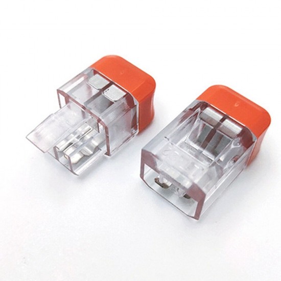 LT-22 2 Pin Transparent Quick Wire Connector Universal Compact Electrical Push-in Butt Conductor Terminal Block