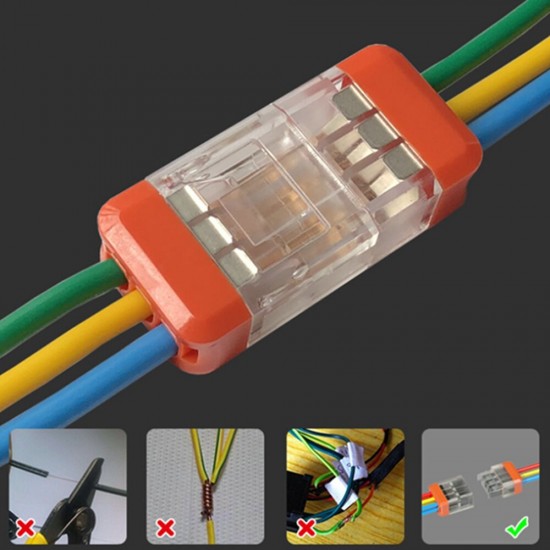 LT-33 3Pin Quick Wire Connector Universal Compact Electrical LED Light Push-in Butt Conductor Terminal Block 450V