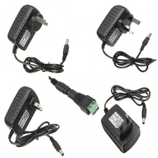 AC100-240V TO DC12V 2A 24W Power Supply Adapter For Strip Light + Female Connector