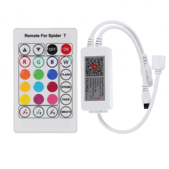 WiFi 4Pins 24 Keys Remote Control RGB LED Controller Works with Amazon Alexa DC5-24V WiFi 4Pins 24 Keys Remote Control RGB LED Controller Works with Amazon Alexa DC5-24V