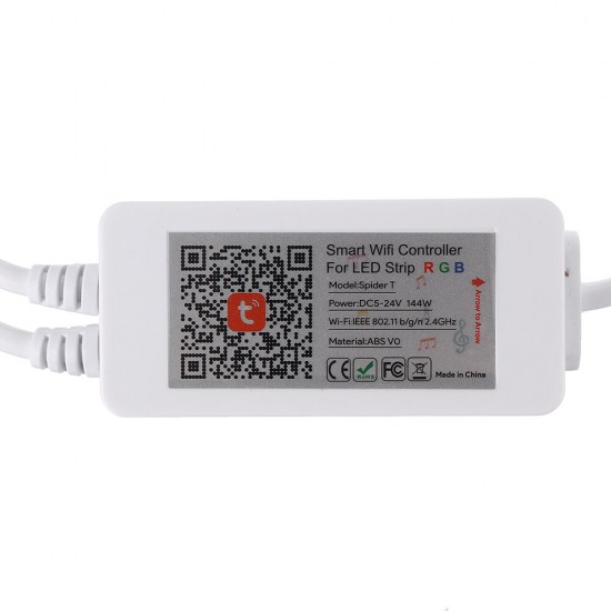 WiFi 4Pins 24 Keys Remote Control RGB LED Controller Works with Amazon Alexa DC5-24V WiFi 4Pins 24 Keys Remote Control RGB LED Controller Works with Amazon Alexa DC5-24V