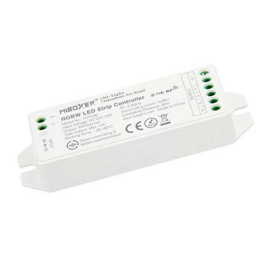 FUT038 (Upgraded) RGBW LED Strip Controller DC12V-24V Compatible with APP/RF Remote/Third Party Voice Control
