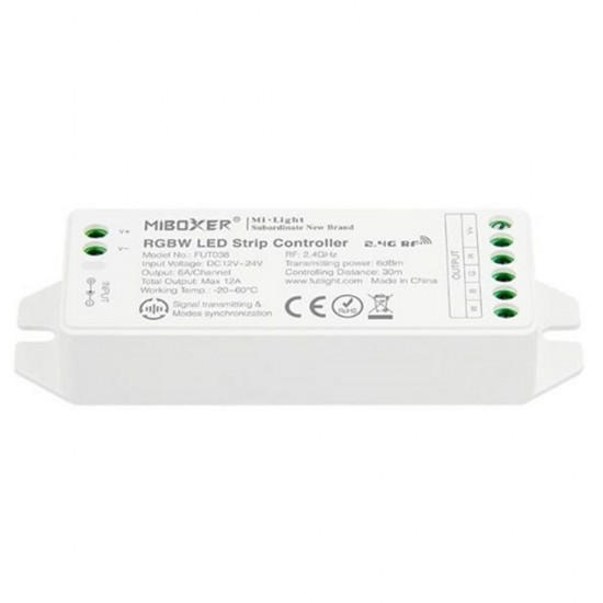 FUT038 (Upgraded) RGBW LED Strip Controller DC12V-24V Compatible with APP/RF Remote/Third Party Voice Control
