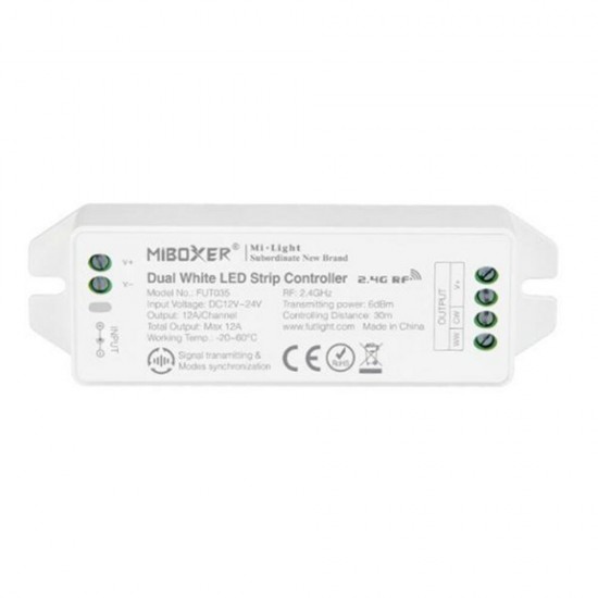 FUT035 (Upgraded) 2.4GHz 4-Zone LED Controller for Color Temperature Dual White Strip Light DC12V-24V FUT035 (Upgraded) 2.4GHz 4-Zone LED Controller for Color Temperature Dual White Strip Light DC12V-24V