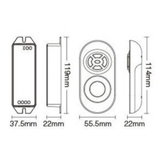 FUT040(Upgraded) Dual White Color Temperature LED Strip Light Controller + 433MHz RF Remote Control DC12-24V