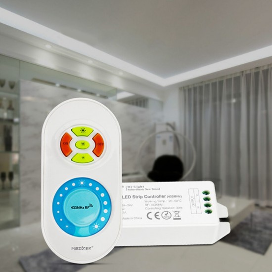 FUT041(Upgraded) Single Color Dimmer Controller + 433MHz RF Remote Control for LED Strip Tape Light DC12-24V FUT041(Upgraded) Single Color Dimmer Controller + 433MHz RF Remote Control for LED Strip Tape Light DC12-24V