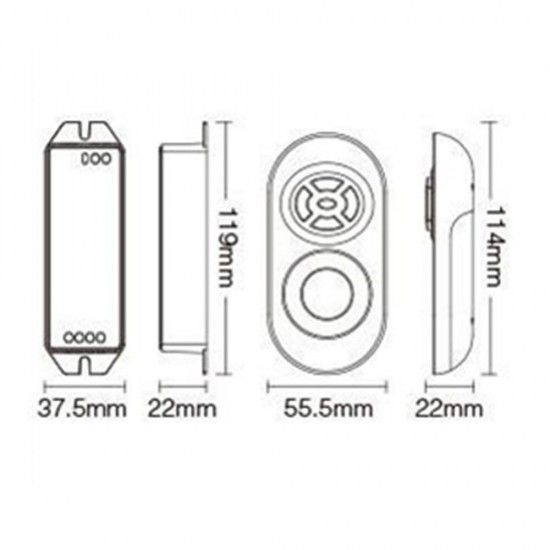 FUT042(Upgraded) LED Controller + 433MHz RF Remote Control for RGB LED Strip Light DC12-24V