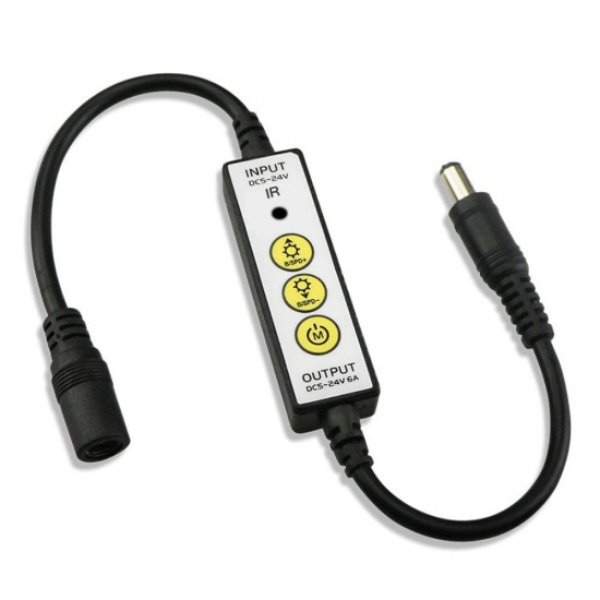 Mini 3Keys Button IR LED Dimmer Controller+14Keys Remote Control for Single Color Strip Light DC5-24V