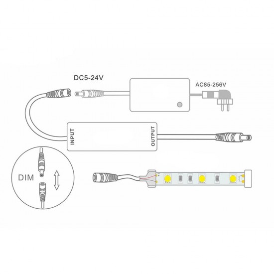 Mini 3Keys Button IR LED Dimmer Controller+14Keys Remote Control for Single Color Strip Light DC5-24V