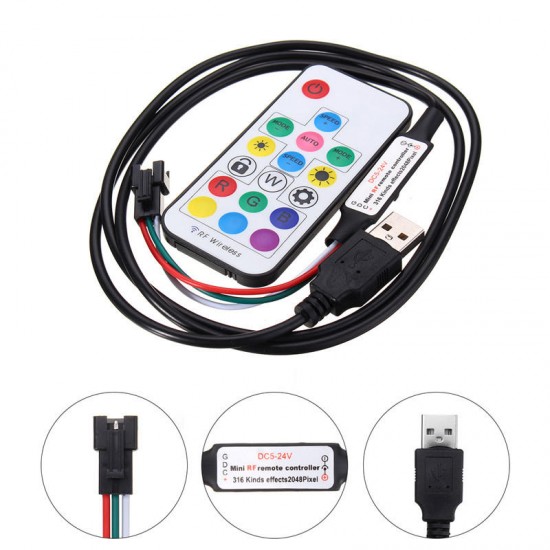 Mini USB 17 Keys Remote Controller for WS2811 WS2812B LED Strip Light DC5-24V Mini USB 17 Keys Remote Controller for WS2811 WS2812B LED Strip Light DC5-24V
