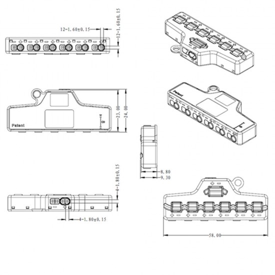 One Input To Six Output Parallel Connector Terminals for LED Strip Light Connection DC0-42V