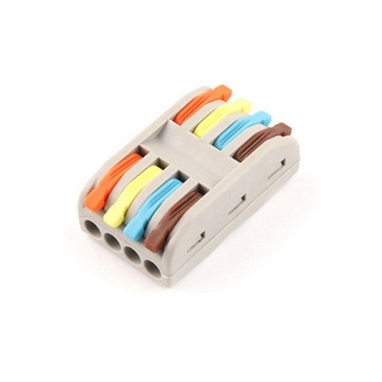 Quick Wire Connectors with Rail 4Pin PCT-224 Terminal Block Conductor SPL-4 Push-In LED Light Compact Cable Splitter Quick Wire Connectors with Rail 4Pin PCT-224 Terminal Block Conductor SPL-4 Push-In LED Light Compact Cable Splitter