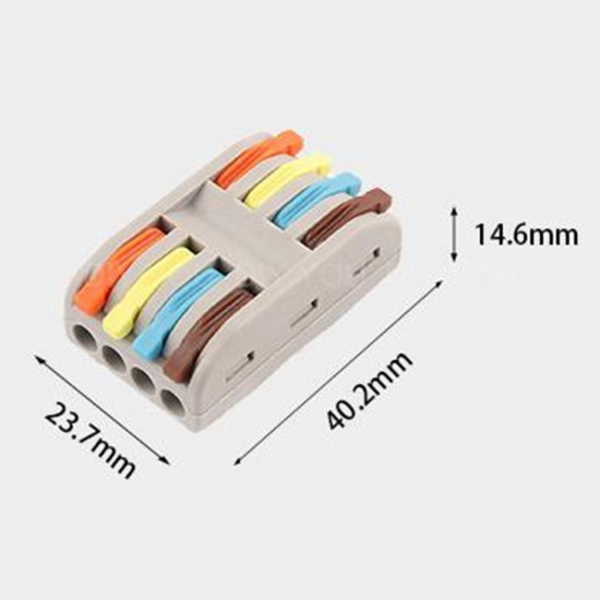 Quick Wire Connectors with Rail 4Pin PCT-224 Terminal Block Conductor SPL-4 Push-In LED Light Compact Cable Splitter Quick Wire Connectors with Rail 4Pin PCT-224 Terminal Block Conductor SPL-4 Push-In LED Light Compact Cable Splitter