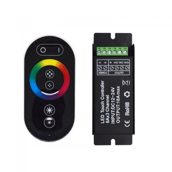 RF Wireless 18A RGB 3 Channel LED Touch Controller Dimmer For Strip Light Lamp DC12-24V RF Wireless 18A RGB 3 Channel LED Touch Controller Dimmer For Strip Light Lamp DC12-24V