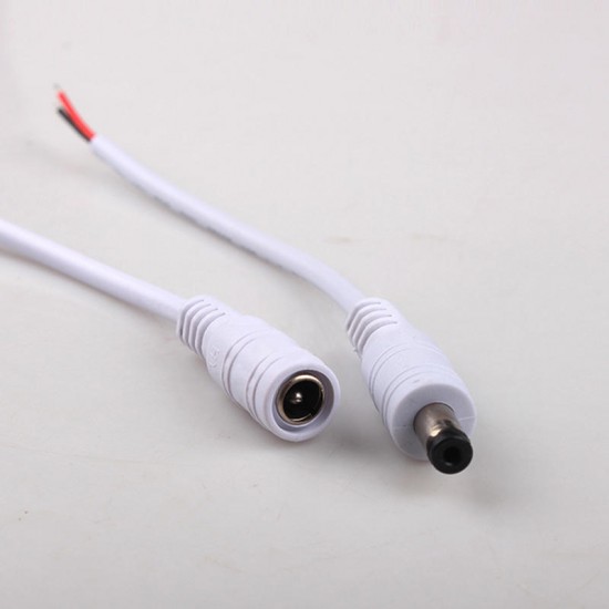 White Male/Female DC Power Connector Cable Plug Wire for CCTV Strip Light White Male/Female DC Power Connector Cable Plug Wire for CCTV Strip Light