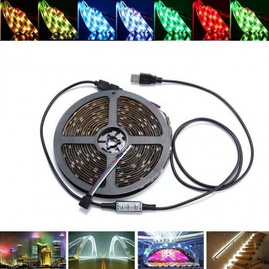 0.5/1/2/3/4/5M USB Waterproof RGB SMD5050 LED Strip Light Bar TV Background Lighting Lamp Kit DC5V