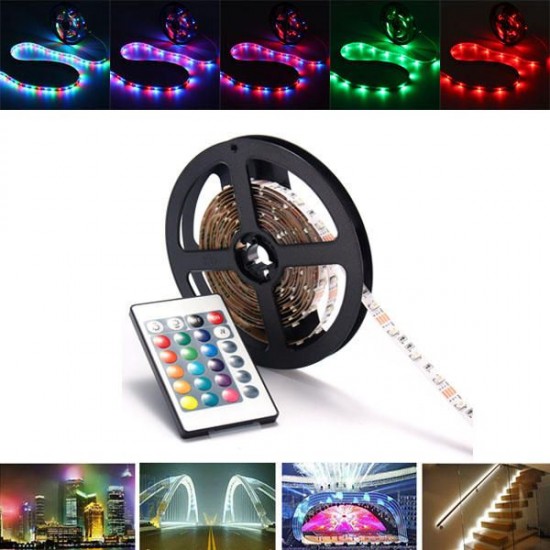 0.5/1/2/3/4M SMD3528 RGB LED Strip Light Non-Waterproof TV Backlilghting Lamp + USB Remote DC5V