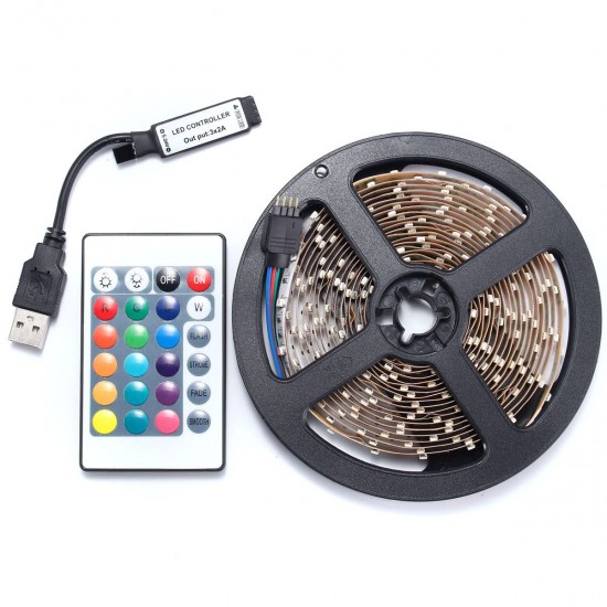 0.5/1/2/3/4M SMD3528 RGB LED Strip Light Non-Waterproof TV Backlilghting Lamp + USB Remote DC5V